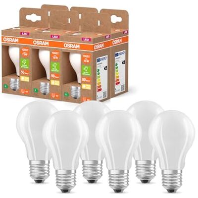 Osram LED Superstar Classic LED-Lampe A 75 in klassischer Kolbenform aus gefrostetem Glas, 5 W, 1055 lm, E27 Fassung, 2700 K für warmweißes Licht, EEK A, 60 mm Durchmesser, 6-Pack Osram LED Superstar Classic LED-Lampe A 75 in klassischer Kolbenform aus gefrostetem Glas, 5 W, 1055 lm, E27 Fassung, 2700 K für warmweißes Licht, EEK A, 60 mm Durchmesser, 6-Pack