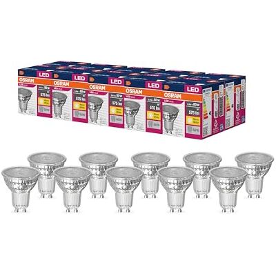 Osram LED Star Value PAR16 LED Lampe für GU10 Sockel, Reflektor-Lampe, GL, 575 Lumen, warmweiß (3000K), Ersatz für herkömmliche 80W Glühbirnen, nicht dimmbar, 10er-Pack Osram LED Star Value PAR16 LED Lampe für GU10 Sockel, Reflektor-Lampe, GL, 575 Lumen, warmweiß (3000K), Ersatz für herkömmliche 80W Glühbirnen, nicht dimmbar, 10er-Pack
