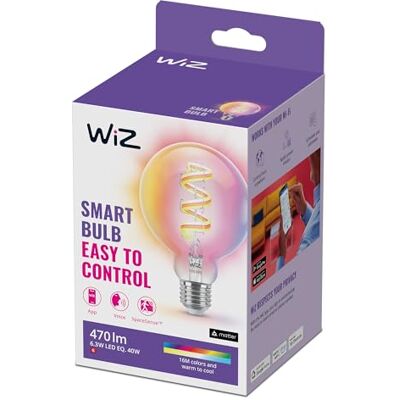 WiZ Tunable White und Color LED Lampe,G95 Globe, E27, 60W, dimmbar, warm-bis kaltweiß, 16 Mio, Farben, smarte Steuerung per App/Stimme über WLAN WiZ Tunable White und Color LED Lampe,G95 Globe, E27, 60W, dimmbar, warm-bis kaltweiß, 16 Mio, Farben, smarte Steuerung per App/Stimme über WLAN