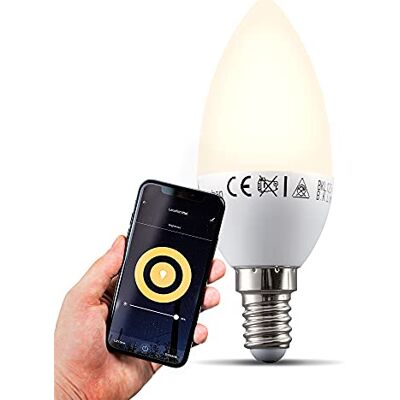 B.K.Licht Smart Home LED Lampe E14 smart via App- und Sprachsteuerung, warmweiße Lichtfarbe, 5,5 Watt, 470 Lumen, LED Glühbirne, Leuchtmittel, Birne, Glühlampen, 3,7x10,7 cm, Weiß B.K.Licht Smart Home LED Lampe E14 smart via App- und Sprachsteuerung, warmweiße Lichtfarbe, 5,5 Watt, 470 Lumen, LED Glühbirne, Leuchtmittel, Birne, Glühlampen, 3,7x10,7 cm, Weiß