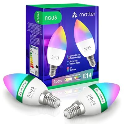 NOUS P4 Smarte WLAN Glühbirne E14, RGB LED, Alexa kompatibel, 16M Farben, 9W, 25.000h Lebensdauer NOUS P4 Smarte WLAN Glühbirne E14, RGB LED, Alexa kompatibel, 16M Farben, 9W, 25.000h Lebensdauer