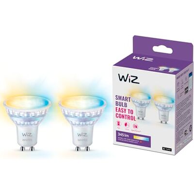 WiZ Tunable White LED Spots GU10 2er-Pack (345 lm), 50 W Glas Spots mit warm- bis kaltweißem dimmbarem Licht, smarte Lichtsteuerung über WLAN per Stimme/App WiZ Tunable White LED Spots GU10 2er-Pack (345 lm), 50 W Glas Spots mit warm- bis kaltweißem dimmbarem Licht, smarte Lichtsteuerung über WLAN per Stimme/App