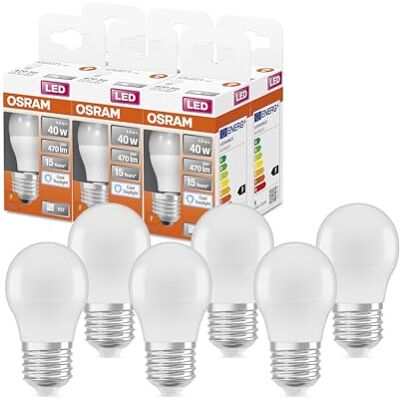 Osram LED Star Classic A40 LED Lampe für E27 Sockel, Birnenform, FR, 470 Lumen, tageslichtweiß (6500K), Ersatz für herkömmliche 40W Glühbirnen, nicht dimmbar, 6er-Pack Osram LED Star Classic A40 LED Lampe für E27 Sockel, Birnenform, FR, 470 Lumen, tageslichtweiß (6500K), Ersatz für herkömmliche 40W Glühbirnen, nicht dimmbar, 6er-Pack