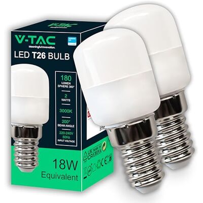 V-TAC 2x Kühlschranklampe E14 2W 180 Lumen LED Lampe T26 LED Glühbirne für Kühlschrank Glühlampen Energiesparlampe 2er Pack Licht Neutralweiß 4000K V-TAC 2x Kühlschranklampe E14 2W 180 Lumen LED Lampe T26 LED Glühbirne für Kühlschrank Glühlampen Energiesparlampe 2er Pack Licht Neutralweiß 4000K