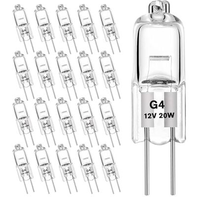 Carehabi 20 Stück G4 Halogenlampe 12V 20W, Dimmbar Stiftsockellampe Warmweiß 2800K, G4 Ersatzbirne für Duftlampe, Kronleuchter Carehabi 20 Stück G4 Halogenlampe 12V 20W, Dimmbar Stiftsockellampe Warmweiß 2800K, G4 Ersatzbirne für Duftlampe, Kronleuchter