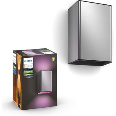 Philips White and Color Ambiance LED Außenwandleuchte Resonate, dimmbar, bis zu 16 Millionen Farben, steuerbar via App, kompatibel mit Amazon Alexa (Echo, Echo Dot), silber Philips White and Color Ambiance LED Außenwandleuchte Resonate, dimmbar, bis zu 16 Millionen Farben, steuerbar via App, kompatibel mit Amazon Alexa (Echo, Echo Dot), silber