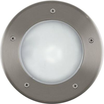 EGLO LED Bodeneinbauleuchte Riga 3, 1 flammige Einbauleuchte, Wegelampe aus Edelstahl in Silber und Kunststoff in Weiß, E27 Fassung, IP67 EGLO LED Bodeneinbauleuchte Riga 3, 1 flammige Einbauleuchte, Wegelampe aus Edelstahl in Silber und Kunststoff in Weiß, E27 Fassung, IP67