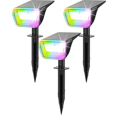 Linkind Bunte Solar Gartenleuchte für außen, RGB & Weiß 10 Modi Solarstrahler mit Ladeindikator, Ultra-lange Leuchtdauer, IP67 Winterfest Baumstrahler für Party, Halloween, Weihnachten, 3 Stück Linkind Bunte Solar Gartenleuchte für außen, RGB & Weiß 10 Modi Solarstrahler mit Ladeindikator, Ultra-lange Leuchtdauer, IP67 Winterfest Baumstrahler für Party, Halloween, Weihnachten, 3 Stück