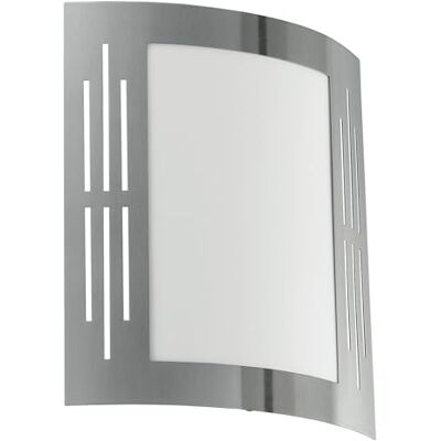 EGLO Außen-Wandlampe City, 1 flammige Außenleuchte, Wandleuchte aus Edelstahl, Kunststoff, Farbe: Silber, weiß, Fassung: E27, IP44 EGLO Außen-Wandlampe City, 1 flammige Außenleuchte, Wandleuchte aus Edelstahl, Kunststoff, Farbe: Silber, weiß, Fassung: E27, IP44