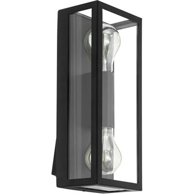 EGLO Außen-Wandlampe Alamonte 1, 2 flammige Außenleuchte, Wandleuchte aus Stahl verzinkt in Schwarz, Glas in Transparent, Fassung: E27, IP44 EGLO Außen-Wandlampe Alamonte 1, 2 flammige Außenleuchte, Wandleuchte aus Stahl verzinkt in Schwarz, Glas in Transparent, Fassung: E27, IP44