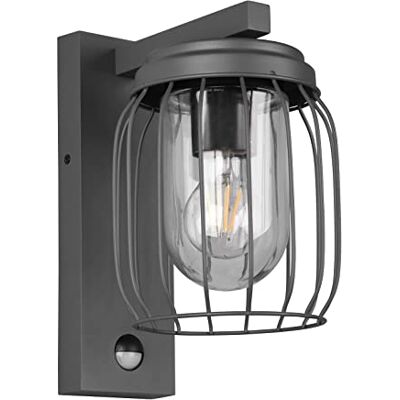 Trio Leuchten Außen Wandleuchte Tuela 210869142, Aluminium Druckguss Anthrazit, Glas klar, exklusiv 1x E27, Bewegungssensor Trio Leuchten Außen Wandleuchte Tuela 210869142, Aluminium Druckguss Anthrazit, Glas klar, exklusiv 1x E27, Bewegungssensor