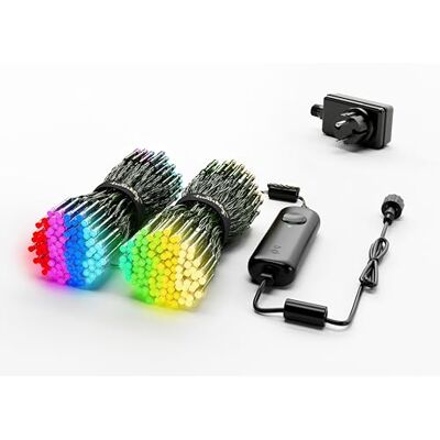 Twinkly Strings HD 500 Smart RGB+W LEDs, 27,5 Meter, grünes Kabel, Weihnachtsbeleuchtung für den Innen- und Außenbereich Twinkly Strings HD 500 Smart RGB+W LEDs, 27,5 Meter, grünes Kabel, Weihnachtsbeleuchtung für den Innen- und Außenbereich