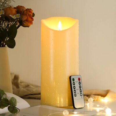 EXTSUD 23.5cm×10cm LED kerzen mit Fernbedienung Spritzwassergeschützt Led Candles mit Timer Flackernde Flamme elektrische Kerzen Batterie Outdoor Stumpenkerzen (Langlebige 500 Stunden, 1 Stück) EXTSUD 23.5cm×10cm LED kerzen mit Fernbedienung Spritzwassergeschützt Led Candles mit Timer Flackernde Flamme elektrische Kerzen Batterie Outdoor Stumpenkerzen (Langlebige 500 Stunden, 1 Stück)