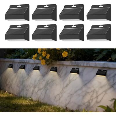 Smiling Shark Solarleuchten für Außen, LED Solar Wandleuchte Aussen IP65 Wasserdichte Wandlampe Solar Zaunleuchten für Garten Stufen Zäune Geländer Terrasse Balkon Treppen, Warmweiß (8) Smiling Shark Solarleuchten für Außen, LED Solar Wandleuchte Aussen IP65 Wasserdichte Wandlampe Solar Zaunleuchten für Garten Stufen Zäune Geländer Terrasse Balkon Treppen, Warmweiß (8)