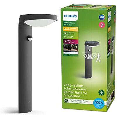Philips Tyla Outdoor Sockelleuchte (1,2 W), wetterfeste Außenleuchte mit Bewegungsmelder und kaltweißem Licht, solarbetriebene LED Beleuchtung, anthrazit, Kaltweiß Philips Tyla Outdoor Sockelleuchte (1,2 W), wetterfeste Außenleuchte mit Bewegungsmelder und kaltweißem Licht, solarbetriebene LED Beleuchtung, anthrazit, Kaltweiß