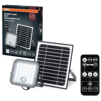 Osram LED-Solar-Außenleuchte Endura Outdoor schwarz mit Flutlicht und Solar-Panel, 5 m langes Kabel, mit Fernbedienung und PIR-Bewegungsmelder, 10 W, 1400 lm, 840, 4000 K Lichtfarbe, EEK A Osram LED-Solar-Außenleuchte Endura Outdoor schwarz mit Flutlicht und Solar-Panel, 5 m langes Kabel, mit Fernbedienung und PIR-Bewegungsmelder, 10 W, 1400 lm, 840, 4000 K Lichtfarbe, EEK A