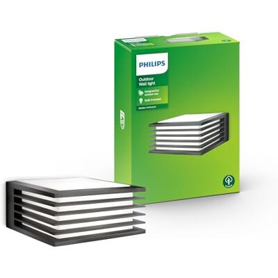 Philips Shades Outdoor-Lampe, Wandlampe, Außenbeleuchtung, IP44-Wetterfest, Vertikales Licht, Langlebig, Aluminium, Anthrazitgrau, Modernes Design, E27-Leuchtmittel Separat Erhältlich Philips Shades Outdoor-Lampe, Wandlampe, Außenbeleuchtung, IP44-Wetterfest, Vertikales Licht, Langlebig, Aluminium, Anthrazitgrau, Modernes Design, E27-Leuchtmittel Separat Erhältlich