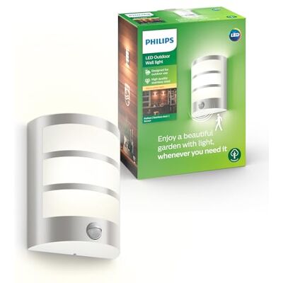 Philips Python LED-Wandleuchte, Außenleuchte mit Bewegungsmelder, Außenbeleuchtung, 5,5 W, 700 lm, 2.700 K Warmweißes Licht, IP44-Wetterfest, Integrierte LED, Langlebig, Aluminium Philips Python LED-Wandleuchte, Außenleuchte mit Bewegungsmelder, Außenbeleuchtung, 5,5 W, 700 lm, 2.700 K Warmweißes Licht, IP44-Wetterfest, Integrierte LED, Langlebig, Aluminium