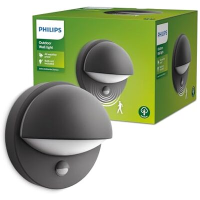 Philips June Outdoor-Leuchte, Wandlampe, Außenlampe mit Bewegungsmelder, Außenbeleuchtung, IP44-Wetterfest, Langlebig, Aluminium, Modernes Design, Anthrazitgrau, E27-Leuchtmittel Separat Erhältlich Philips June Outdoor-Leuchte, Wandlampe, Außenlampe mit Bewegungsmelder, Außenbeleuchtung, IP44-Wetterfest, Langlebig, Aluminium, Modernes Design, Anthrazitgrau, E27-Leuchtmittel Separat Erhältlich