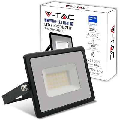 V-TAC LED-Strahler für den Außenbereich, 30 W, 2510 Lumen, IP65, LED-Außenstrahler aus Aluminium, für Haus, Garten, Hof, Park, Garage, wasserdicht, Scheinwerfer, kaltweiß, 6500 K V-TAC LED-Strahler für den Außenbereich, 30 W, 2510 Lumen, IP65, LED-Außenstrahler aus Aluminium, für Haus, Garten, Hof, Park, Garage, wasserdicht, Scheinwerfer, kaltweiß, 6500 K