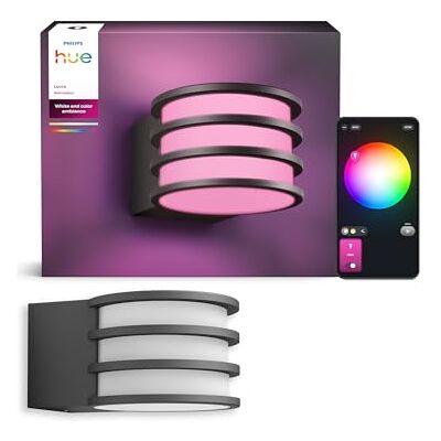 Philips Lucca LED Wandleuchte für den Außenbereich, Einstellbares Weißes und Buntes Licht, 1.100 lm, mit A60 Leuchtmittel, Dimmbar, IP44-Wetterfest, Matter-zertifiziert, Zigbee Philips Lucca LED Wandleuchte für den Außenbereich, Einstellbares Weißes und Buntes Licht, 1.100 lm, mit A60 Leuchtmittel, Dimmbar, IP44-Wetterfest, Matter-zertifiziert, Zigbee