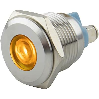 SeKi 16mm LED-Kontrollleuchte in Gelb 6-24V; V2A Edelstahl Signalleuchte Anzeigenlampe, Indikator, Kontrolllampe, Betriebsanzeige SeKi 16mm LED-Kontrollleuchte in Gelb 6-24V; V2A Edelstahl Signalleuchte Anzeigenlampe, Indikator, Kontrolllampe, Betriebsanzeige