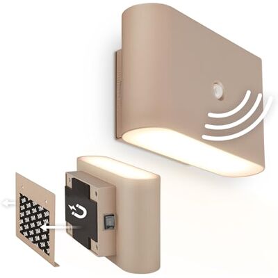 BRILONER Sticklights LED Wandleuchte ohne Stromanschluss und ohne Bohren mit Bewegungsmelder, Akku, magnetisch abnehmbar, Wandlampe zum Kleben, Leselampe, Flurlampe, 16x9,5x6,5 cm, Beige BRILONER Sticklights LED Wandleuchte ohne Stromanschluss und ohne Bohren mit Bewegungsmelder, Akku, magnetisch abnehmbar, Wandlampe zum Kleben, Leselampe, Flurlampe, 16x9,5x6,5 cm, Beige