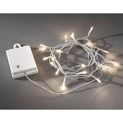 Konstsmide LED Lichterkette, mit an/aus Schalter, Lichtsensor, 6h und 9h Timer, 20 warm weiße Dioden, batteriebetrieben, Außen (IP44), transparentes Kabel, weiße Box, 4 x AA 1.5V (exkl.) 3722-103 Konstsmide LED Lichterkette, mit an/aus Schalter, Lichtsensor, 6h und 9h Timer, 20 warm weiße Dioden, batteriebetrieben, Außen (IP44), transparentes Kabel, weiße Box, 4 x AA 1.5V (exkl.) 3722-103