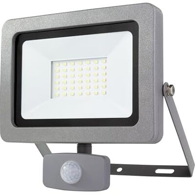 REV Außenleuchte FLARE Wandleuchte mit Bewegungsmelder IP44, Wandbeleuchtung 30W, 2550 Lumen, 6500K, Erfassungswinkel 120° auf 9m, silber REV Außenleuchte FLARE Wandleuchte mit Bewegungsmelder IP44, Wandbeleuchtung 30W, 2550 Lumen, 6500K, Erfassungswinkel 120° auf 9m, silber