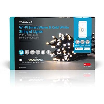 NEDIS SmartLife Dekorative LED Wi-Fi Android™ / IOS, 5 m, Warm Bis Kühlen Weiß NEDIS SmartLife Dekorative LED Wi-Fi Android™ / IOS, 5 m, Warm Bis Kühlen Weiß