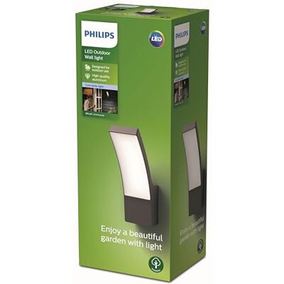 Philips Outdoor Splay LED Wandleuchte, 12W, Anthrazit, kaltweißes Licht 4.000K, IP44 Schutzklasse, integriertes Leuchtmittel Philips Outdoor Splay LED Wandleuchte, 12W, Anthrazit, kaltweißes Licht 4.000K, IP44 Schutzklasse, integriertes Leuchtmittel