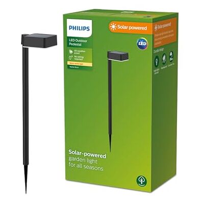 Philips Outdoor Solar Vynce Sockelleuchte Spiess 1,5W, Tageslichtsensor, eckig, 2700 Kelvin, IP44 wetterfest, schwarz Philips Outdoor Solar Vynce Sockelleuchte Spiess 1,5W, Tageslichtsensor, eckig, 2700 Kelvin, IP44 wetterfest, schwarz
