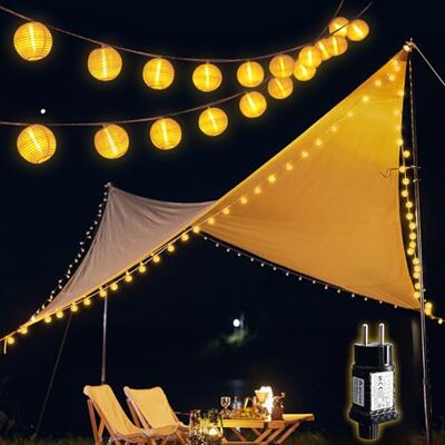 SALCAR 20m LED Laterne Außen, 80er Lampions Lichterkette, Gartenlaterne Deko für Draußen mit 8 Beleuchtungsmodi, 31V Sicherheitsnetzteil, Warmweiß SALCAR 20m LED Laterne Außen, 80er Lampions Lichterkette, Gartenlaterne Deko für Draußen mit 8 Beleuchtungsmodi, 31V Sicherheitsnetzteil, Warmweiß