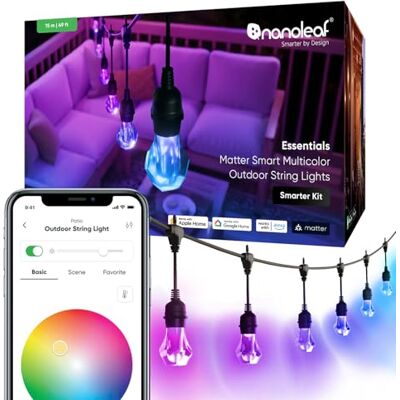Nanoleaf Smart LED Lichterkette Außen 15m Starter Kit 20 dimmbare RGBICW Gem Glühbirnen, IP65 wasserdicht, WLAN Kontrolle mit App und Stimme (Matter Alexa Siri Apple Google Home) Balkon Garten Party Nanoleaf Smart LED Lichterkette Außen 15m Starter Kit 20 dimmbare RGBICW Gem Glühbirnen, IP65 wasserdicht, WLAN Kontrolle mit App und Stimme (Matter Alexa Siri Apple Google Home) Balkon Garten Party