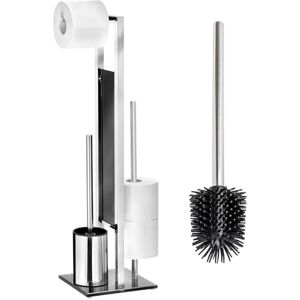 WENKO Stand WC-Garnitur Mod. Rivalta mit Silikon-Ersatzbürste, integrierter Toilettenpapierhalter, rostfreier Edelstahl WENKO Stand WC-Garnitur Mod. Rivalta mit Silikon-Ersatzbürste, integrierter Toilettenpapierhalter, rostfreier Edelstahl