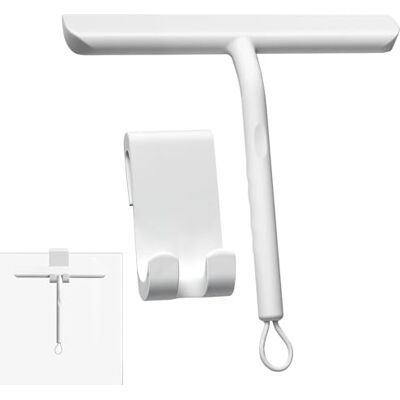 Vinabo Duschabzieher Silikon 21 cm Weiß mit Halterung – Duschwischer mit Edelstahl-Kern, leiser Fensterabzieher für Dusche, Duschwand, Spiegel & Fliesen, Rutschfester Griff fürs Bad Vinabo Duschabzieher Silikon 21 cm Weiß mit Halterung – Duschwischer mit Edelstahl-Kern, leiser Fensterabzieher für Dusche, Duschwand, Spiegel & Fliesen, Rutschfester Griff fürs Bad