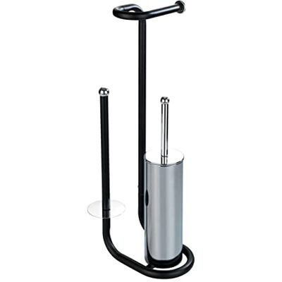WENKO Stand WC-Garnitur Universalo Schwarz, mit integriertem Toilettenpapierhalter und WC-Bürstenhalter, aus lackiertem Stahl, 20 x 62,5 x 23 cm, Schwarz WENKO Stand WC-Garnitur Universalo Schwarz, mit integriertem Toilettenpapierhalter und WC-Bürstenhalter, aus lackiertem Stahl, 20 x 62,5 x 23 cm, Schwarz
