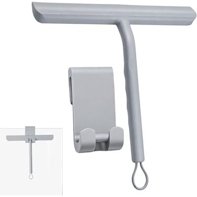 Vinabo Duschabzieher Silikon 21 cm Grau mit Halterung – Duschwischer mit Edelstahl-Kern, leiser Fensterabzieher für Dusche, Duschwand, Spiegel & Fliesen, Rutschfester Griff fürs Bad Vinabo Duschabzieher Silikon 21 cm Grau mit Halterung – Duschwischer mit Edelstahl-Kern, leiser Fensterabzieher für Dusche, Duschwand, Spiegel & Fliesen, Rutschfester Griff fürs Bad