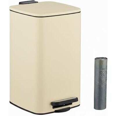 Relaxdays Kosmetikeimer, 8 L, Absenkautomatik, entnehmbarer Inneneimer, Metall, Bad Mülleimer, inkl. Müllbeutel, beige Relaxdays Kosmetikeimer, 8 L, Absenkautomatik, entnehmbarer Inneneimer, Metall, Bad Mülleimer, inkl. Müllbeutel, beige