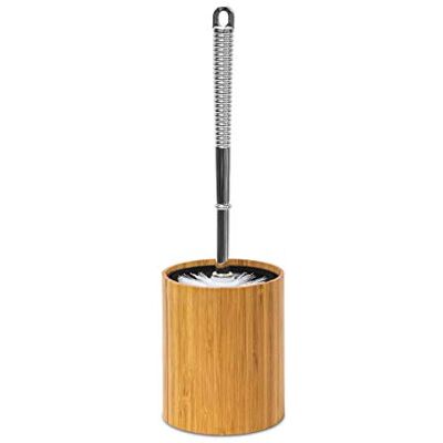 Relaxdays WC-Bürstenhalter Bambus H x B x T 33 x 10,4 x 10,4 cm Toilettenbürste aus Kunststoff in Edelstahl-Optik mit austauschbarem Bürstenkopf Garnitur plus hygienischem Kunststoffbehälter, natur Relaxdays WC-Bürstenhalter Bambus H x B x T 33 x 10,4 x 10,4 cm Toilettenbürste aus Kunststoff in Edelstahl-Optik mit austauschbarem Bürstenkopf Garnitur plus hygienischem Kunststoffbehälter, natur