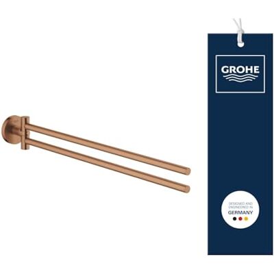 Grohe Start, Doppel-Handtuchhalter (für 2 große Handtücher, 44cm lang, schwenkbar, zum Bohren, mit Schrauben & Dübel, verdeckte Befestigung, langlebige Oberfläche), warm Sunset, Bronze, 41183DL0 Grohe Start, Doppel-Handtuchhalter (für 2 große Handtücher, 44cm lang, schwenkbar, zum Bohren, mit Schrauben & Dübel, verdeckte Befestigung, langlebige Oberfläche), warm Sunset, Bronze, 41183DL0
