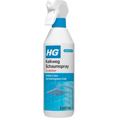 HG Kalkentferner-Schaumspray Super Stark, effektiver Kalkentferner für Armaturen, Toiletten, Duschköpfe, Chrom, Badewannen & Duschwände 500 ml HG Kalkentferner-Schaumspray Super Stark, effektiver Kalkentferner für Armaturen, Toiletten, Duschköpfe, Chrom, Badewannen & Duschwände 500 ml