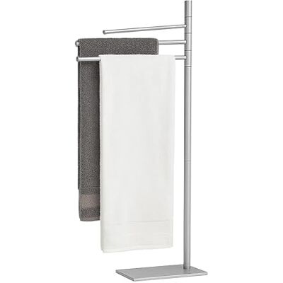 Relaxdays Handtuchständer, HxBxT: 83 x 33,5 x 14 cm, Edelstahl, 2 bewegliche Stangen, stehender Handtuchhalter, Silber Relaxdays Handtuchständer, HxBxT: 83 x 33,5 x 14 cm, Edelstahl, 2 bewegliche Stangen, stehender Handtuchhalter, Silber