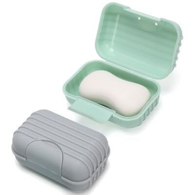Alyvisun 2 Stück Seifendose Reise mit Deckel, Tragbare Seifenschale, Seifenbox mit Erhöhtem Boden, Wasserdichter Auslaufsicherer Seifenbehälter für Dusche, Reise und draußen (Grün & Grau) Alyvisun 2 Stück Seifendose Reise mit Deckel, Tragbare Seifenschale, Seifenbox mit Erhöhtem Boden, Wasserdichter Auslaufsicherer Seifenbehälter für Dusche, Reise und draußen (Grün & Grau)