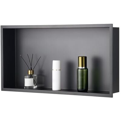 VEVOR Duschnische, 10,16x33,02x63,5 cm große Wandnische, Seifen- und Shampoo-Aufbewahrungsorganizer aus Edelstahl, langlebig, schwarz für Badezimmer VEVOR Duschnische, 10,16x33,02x63,5 cm große Wandnische, Seifen- und Shampoo-Aufbewahrungsorganizer aus Edelstahl, langlebig, schwarz für Badezimmer