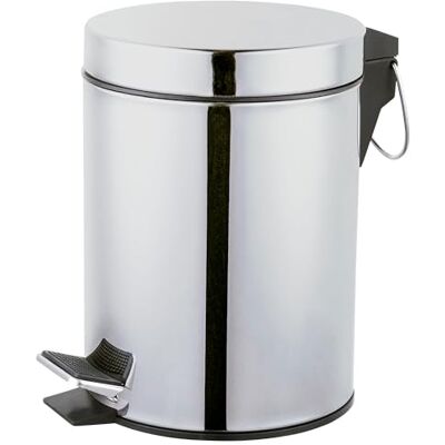 Amig – Kosmetikeimer mit Pedal 3L Linea – Polierter Edelstahl – Hygienische Öffnung – Ø16,8 x 25,5 cm – Runder Badeimer Mülleimer mit herausnehmbarem Inneneimer Amig – Kosmetikeimer mit Pedal 3L Linea – Polierter Edelstahl – Hygienische Öffnung – Ø16,8 x 25,5 cm – Runder Badeimer Mülleimer mit herausnehmbarem Inneneimer