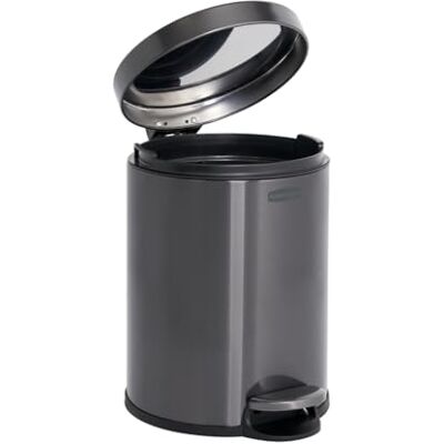 Rubbermaid Runder Step-On Mülleimer 6L Anthrazit Edelstahl – Kleiner Pedaleimer mit langsam schließendem Deckel und entnehmbarem Einsatz, Für Bad, Küche, Büro und Zuhause – 2179250 Rubbermaid Runder Step-On Mülleimer 6L Anthrazit Edelstahl – Kleiner Pedaleimer mit langsam schließendem Deckel und entnehmbarem Einsatz, Für Bad, Küche, Büro und Zuhause – 2179250