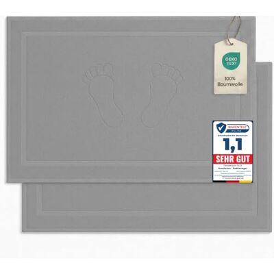 Komfortec 2er Badvorleger aus 100% Baumwolle, 800 GSM, Waschbar, Badematte, Badteppich, Saugfähig, Frottee, 50x80 cm, Hellgrau Komfortec 2er Badvorleger aus 100% Baumwolle, 800 GSM, Waschbar, Badematte, Badteppich, Saugfähig, Frottee, 50x80 cm, Hellgrau