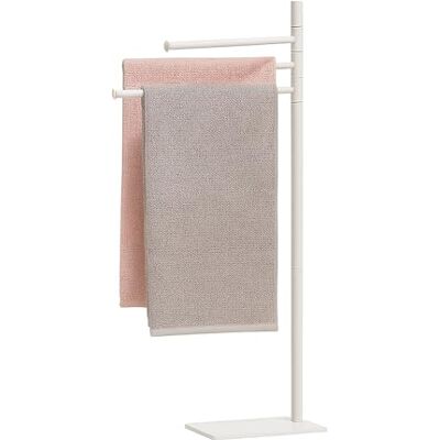 Relaxdays Handtuchständer, HxBxT: 83 x 33,5 x 14 cm, Edelstahl, 2 bewegliche Stangen, stehender Handtuchhalter, weiß Relaxdays Handtuchständer, HxBxT: 83 x 33,5 x 14 cm, Edelstahl, 2 bewegliche Stangen, stehender Handtuchhalter, weiß