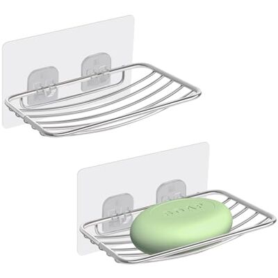 Uten Seifenschalenhalter, 304 rostfreier Edelstahl, kein Bohren, ovaler Seifenhalter zur Wandmontage, Seifenschwammhalter für Bad und Küche (2 Stück), Silber Oval- 2pcs Uten Seifenschalenhalter, 304 rostfreier Edelstahl, kein Bohren, ovaler Seifenhalter zur Wandmontage, Seifenschwammhalter für Bad und Küche (2 Stück), Silber Oval- 2pcs